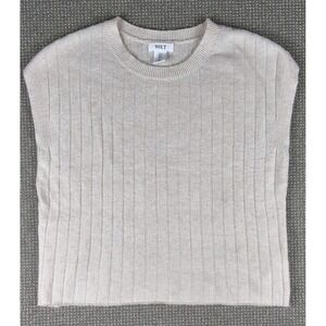 Wilt Cream Ribbed Sleeveless Knit Sweater Vest Top